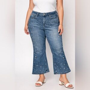 Cato 18W Rhinestone Embellished Jeans Plus Size High Rise Bling Denim